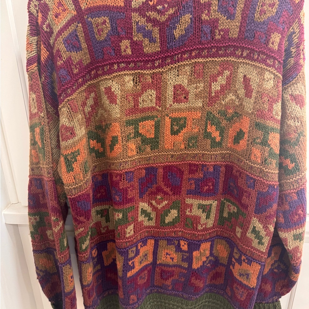 Vintage Ralph Lauren patchwork Crewneck Sweater Handknit 90’s - Picture 5 of 5